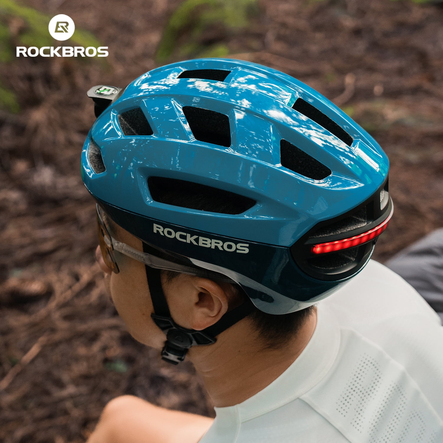 ROCKBROS Cycling Helmet Lighting Smart Remote Warning Light Control Helemt,Front/Tail/Turn Signal Light High-density Foaming One-piece Molding Safety Helmet