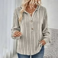 thumbnail image 7 of Lenpel Women's Lightweight Sweaters Soft Casual Long Sleeve V Neck Half Button Drawstring Hoodies Ribbed Knit Tunic Tops(Beige,Large), 7 of 7