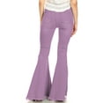 thumbnail image 3 of Women's Fashion High Waist Long Denim Bell Bottom Jeans Flared Pants, Purple, Medium, 3 of 5