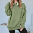 thumbnail image 2 of Feancey Womens Hoodies with Thumb Holes Winter Casual Long Sleeve Pullover Tops Fleece Lined Warm Hooded Sweatshirts Fashion Clothes Green S, 2 of 10