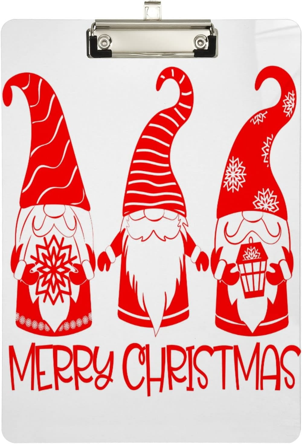 FMSHPON Christmas Red Gnome Clipboard Hardboard Wood Nursing Clip Board