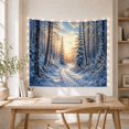 thumbnail image 5 of Snowy Forest Path with Evergreen Trees and Mountain Sunrise, Serene Rustic for Nature Lovers, Winter Nature Wall Art, Christmas Gift, Tapestry Wall Hanging for Bedroom and Living Room, 5 of 7