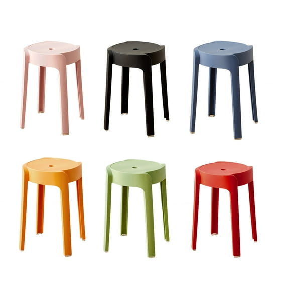 Anvazise Plastic Stools 6Pcs Plastic Stool Stackable Portable Round Nesting Stools 330lbs Load Bearing Backless Bar Stool Seating for Home Classroom Outdoor