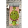 thumbnail image 3 of Ambesonne Artichoke Quilted Bedspread Set 2 Pcs, Vegetable Character Funny, Twin Size, Green and Rose, 3 of 3