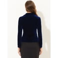 thumbnail image 4 of INSPIRE CHIC Blazer con solapa con muescas para mujer, manga larga, para oficina, negocios, con botones, de terciopelo Azul oscuro XL, 4 of 5