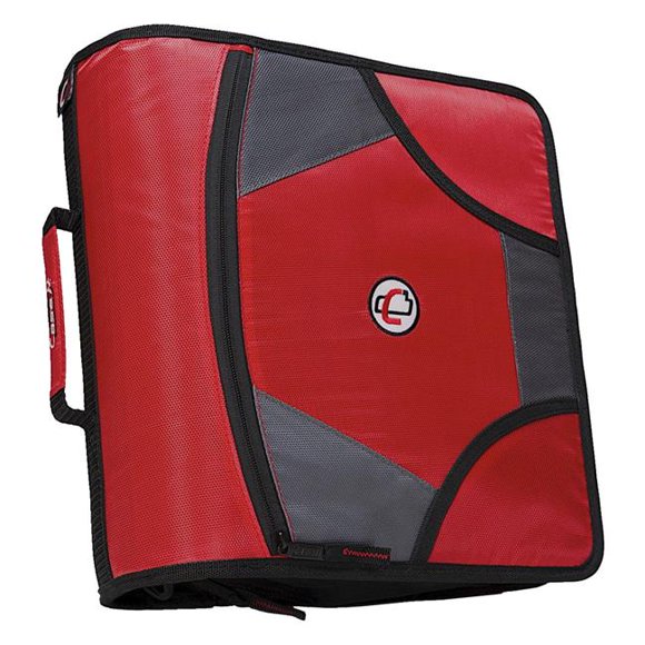 Case-It 1590358 Zipper Binder with 5 Tab Files, D-Ring, 4 in. - Red