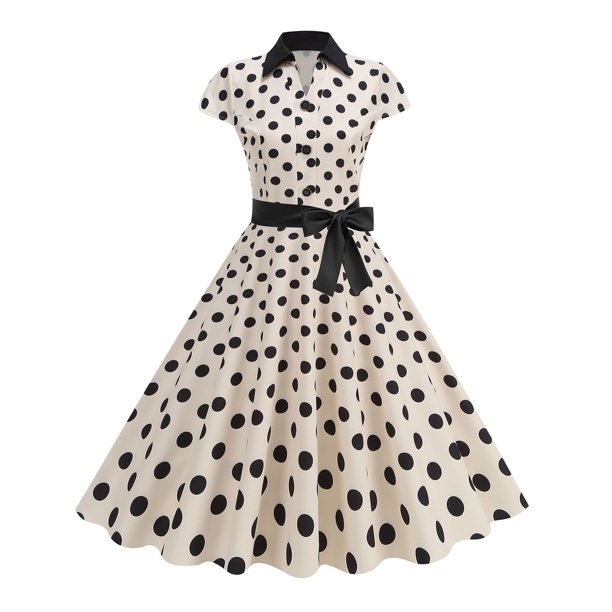 Vestido de Manga Corta para Mujeres de Moda Casual Impreso Cuello en V con Cremallera Grande Del Doblado, Poliéster Ligero para el Verano