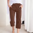 thumbnail image 2 of Women Comfortable High Waisted Wide Leg Pants Drawstring Elastic Trousers Comfy Straight Leg Long Pants With Pockets, 2 of 5