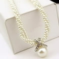thumbnail image 7 of AYYUFE Womens Simulated Pearls Bib Necklace Cluster White Beads Twisted Statement Choker Necklace Fashion Jewelry Accessory, 7 of 7