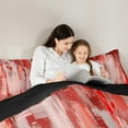 thumbnail image 5 of Manfei Red Pink Ombre King Size Comforter Sets for Girls, Watercolor Oil Painting Bedding Comforter Set, Abstract Gradient Art Bedding Set, Ultra Soft Bedroom Decor, Reversible 3-Piece, 5 of 8