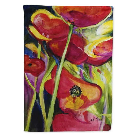 Carolines Treasures JMK1173CHF Poppies Flag Canvas House Size  Large multicolor