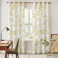 thumbnail image 4 of Boho Yellow Floral Kitchen Curtains 96 Inch Length, Vintage Farmhouse Paisley Plant Leaf Grommet Top Bedroom Living Room Curtains, Light Filtering Cafe Curtain Drapes 2 Panels Set 104''x96'', 4 of 9