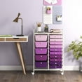 thumbnail image 2 of Costway 15 Drawer Rolling Organizer Cart Utility Storage Tools Scrapbook Paper Multi-Use Purple, 2 of 10