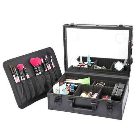 GreenLife® Makeup Case with Light and Mirror Portable Train Case ...