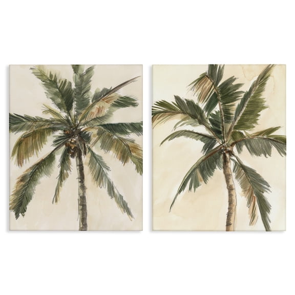 Stupell Industries Majestic Towering Palms Plants & Flowers Painting Wrapped Canvas Art Print Wall Art, 16 x 20, Set of 2