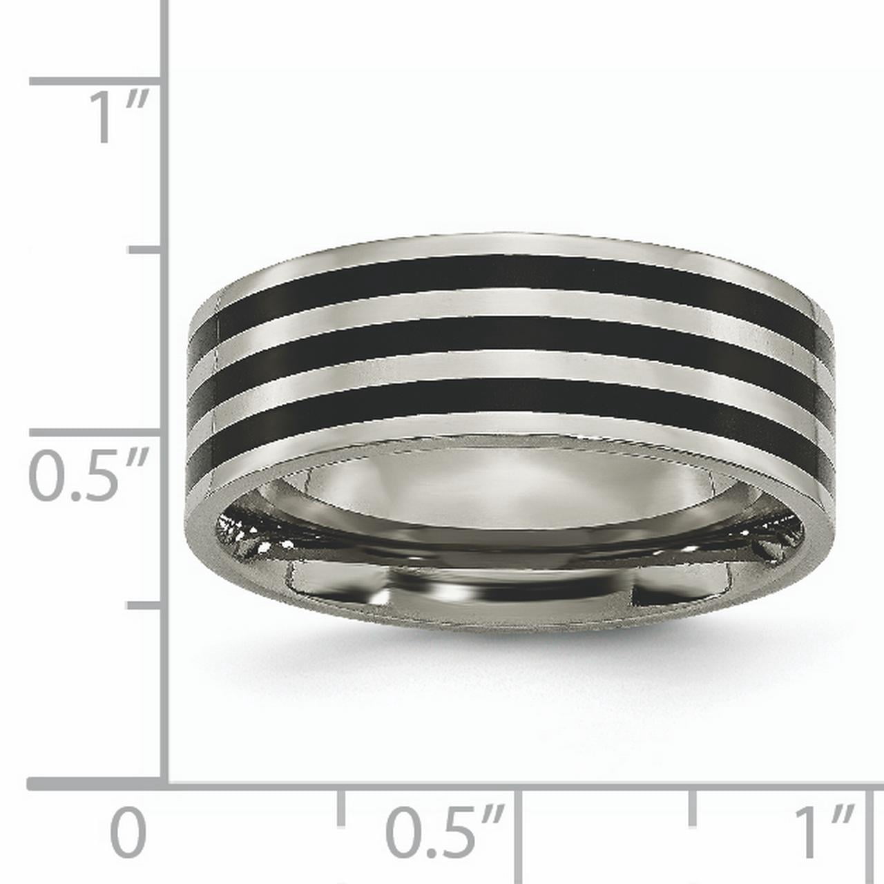 Primal Steel Titanium Black IP-plated Striped 8mm Band