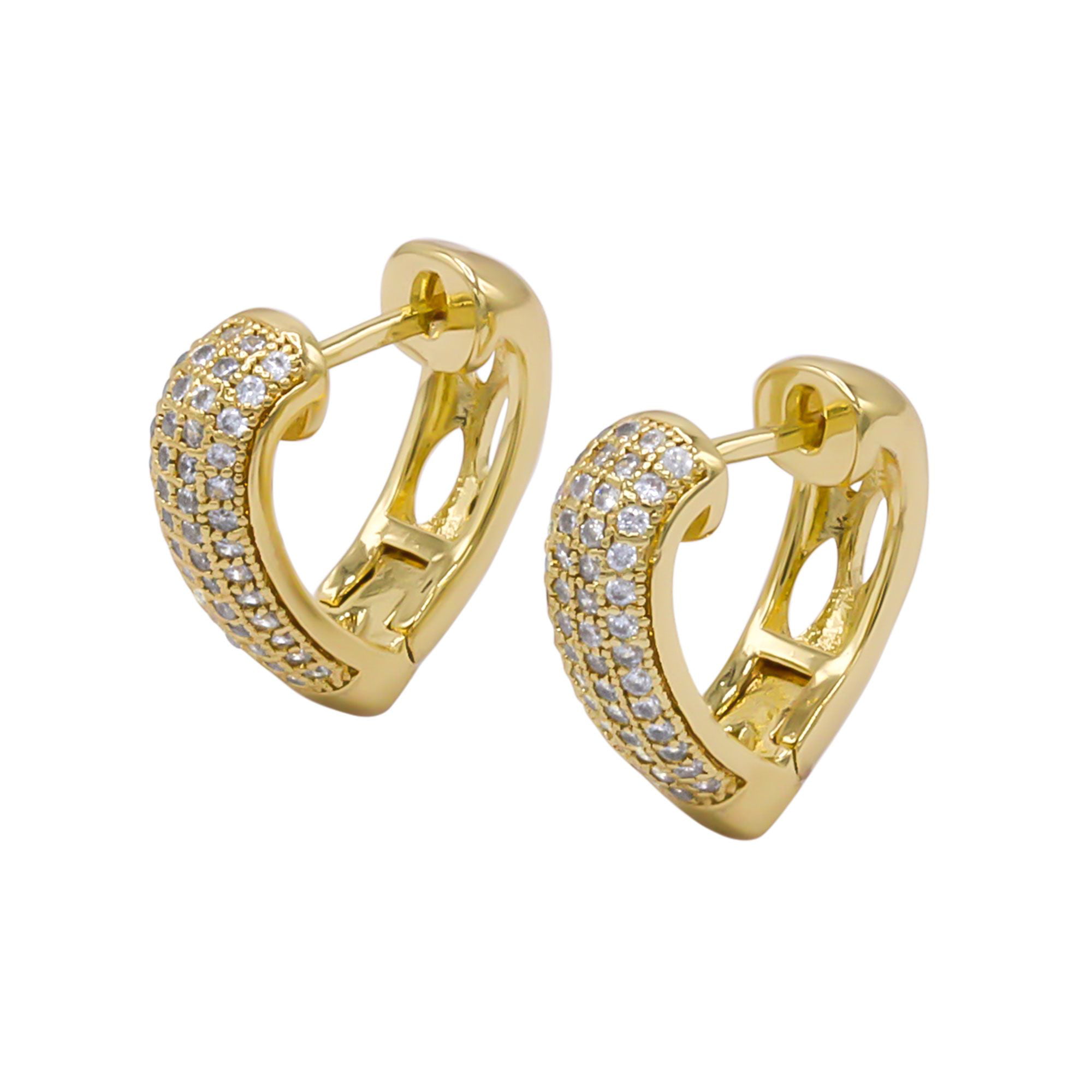28mm X 6mm 14k Two-tone Gold Cubic Zirconia Dangle Huggies Earrings,