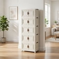 thumbnail image 5 of Intexca Armoire de Rangement Pliable à 5 Niveaux avec Portes et Roues, Organisateur Vertical Empilable en Plastique, Armoire de Rangement Modulaire Sans Outils, Beige,, 5 of 5