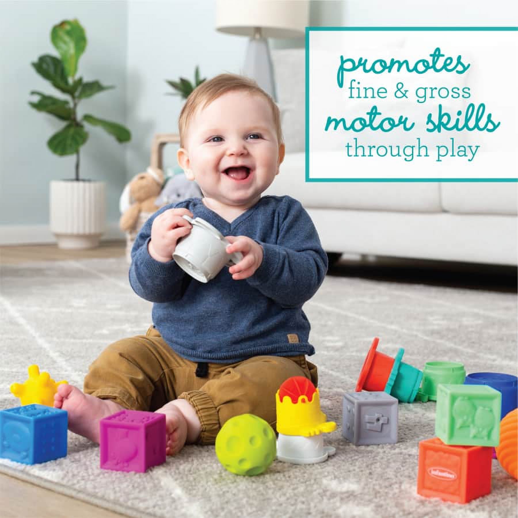 Infantino Sensory Balls, Blocks & Cups Activity Set for Babies, 6-12 Months, Multicolor, 16-Piece Set - image 3 of 7