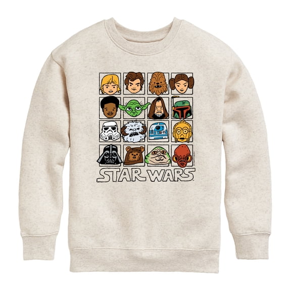Star Wars - Face Grid - Youth Boys Crew Fleece Sweatshirt