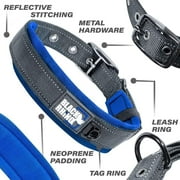 Black Rhino - The Comfort Collar Ultra Soft Neoprene Padded Dog Collar for All Breeds - Heavy Duty Adjustable Reflective Weatherproof (Large, Blue/Grey)