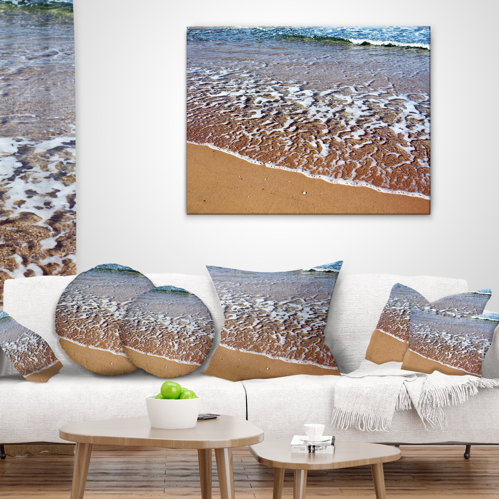 Designart Ashdod Israel Clear Seashore - Modern Beach Throw Pillow - 16x16