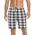 thumbnail image 6 of White and Black Buffalo Plaid Panda Men's Athletic Shorts,Men's Pajama Bottoms for Home and Rest-L, 6 of 7