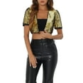 thumbnail image 1 of Cárdigan corto de fiesta con mangas cortas de lentejuelas para mujer Inspire Chic S dorado, 1 of 6