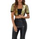 thumbnail image 1 of Cárdigan corto de fiesta con mangas cortas de lentejuelas para mujer Inspire Chic XS dorado, 1 of 6