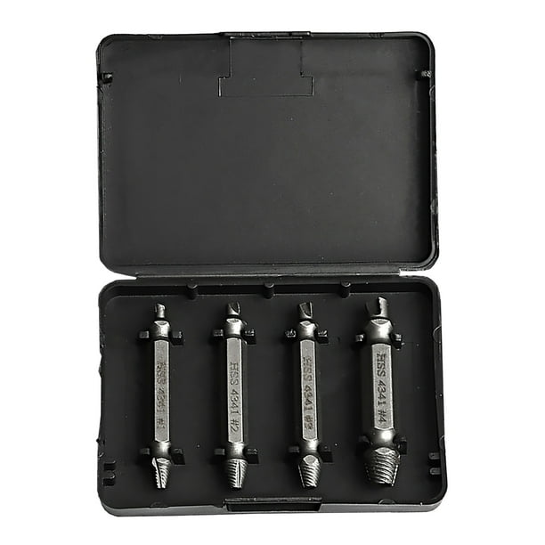 Worldwidelectro Juego de extractores de tornillos, extractor de tornillos dañados y s 3104 4 piezas kusrkot broca extractora de tornillos