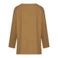 thumbnail image 4 of gakvbuo Fall Women Casual Solid Long Sleeve Shoulder Drop V-Neck T-Shirt Blouse, 4 of 5