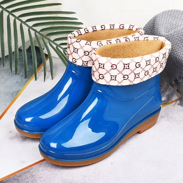 Botas de lluvia para mujer Botas de lluvia cortas antideslizantes de moda Botas de lluvia de plástico de PVC Radian de cabeza redonda