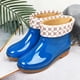 thumbnail image 1 of Botas de lluvia para mujer, antideslizantes, cortas, con punta redonda, de PVC y acolchado azul, talla 38, 1 of 5