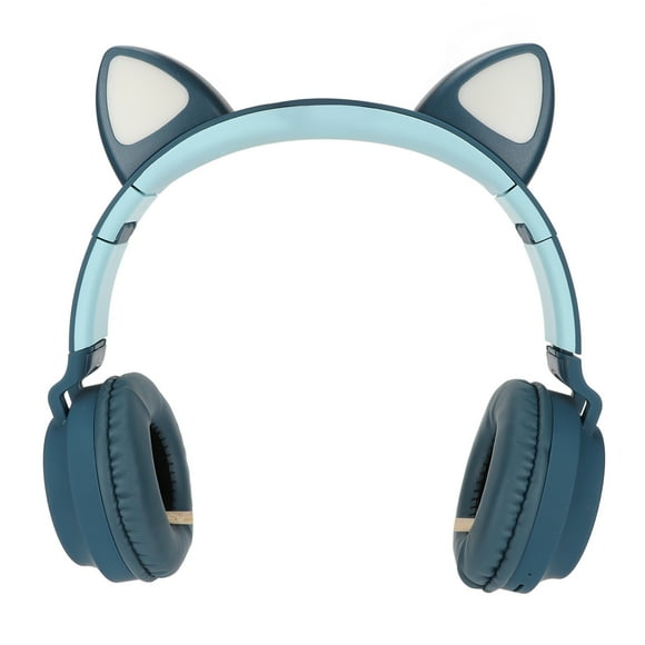 Cat Ear Gaming Headphones, Cat Ear Headphones Noise Cancelling Low Power Consumption LED Light For Laptop For Mobile Phone Blue Green