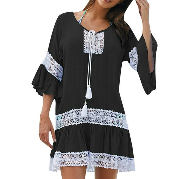 Summer Robes Noires For Women 2022 Plage Couvrir Maillot de Bain Couvrir Crochet Maillots de Bain Couvrir Plage Dress