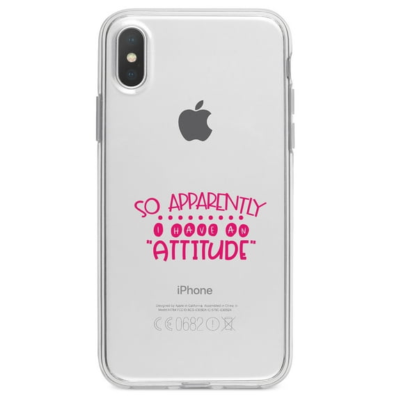 DistinctInk Clear Shockproof Hybrid Case for iPhone XS Max (6.5" Screen) - TPU Bumper Acrylic Back Tempered Glass Screen Protector - So Apparently I Have An Attitude - Pink