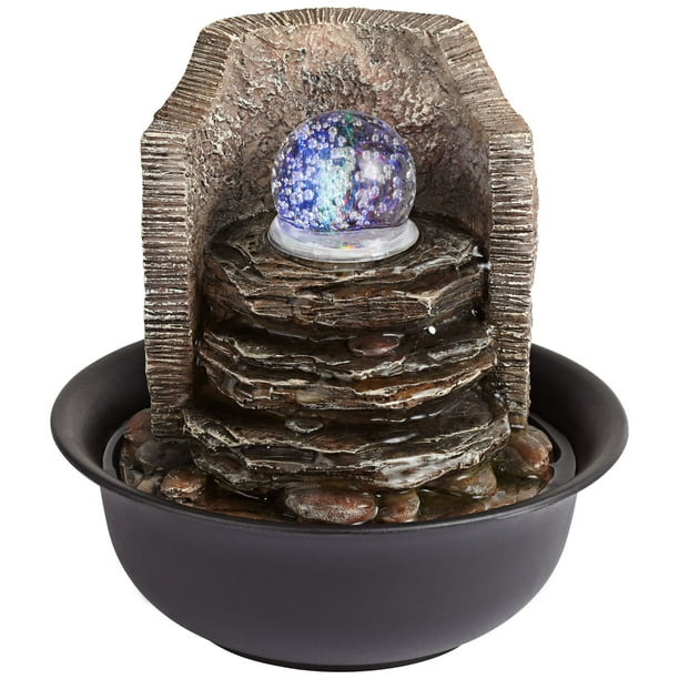 John Timberland Zen Indoor Tabletop Water Fountain with Light LED 10 1/