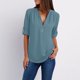 thumbnail image 2 of Camisa holgada de gasa para mujer - Top de manga larga con cremallera en tallas grandes - Color liso, estilo moderno - S-XXXXXL, 2 of 4