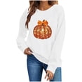 thumbnail image 6 of Kezqiaxn Crew Neck Sweatshirts Women Thanksgiving Pumpkin Long Sleeve Fall Casual Pullover Tops Sweatshirt for Women, 6 of 7