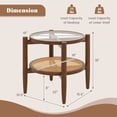 thumbnail image 3 of Gymax 2-Tier Round Side End Table PE Rattan Sofa Nightstand Tempered Glass Tabletop, 3 of 9