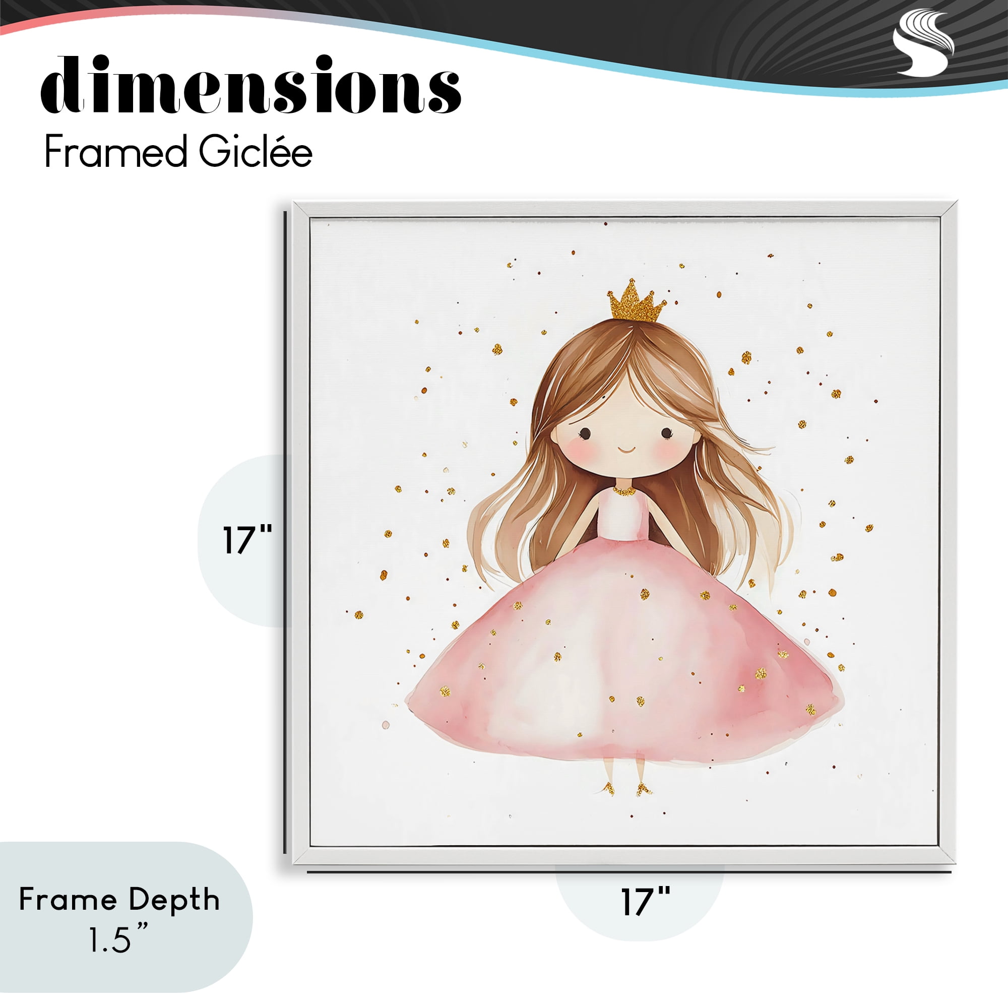 Stupell Industries Little Princess with Pink Gown White Framed Giclee Art, design by Creative Studio