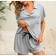 thumbnail image 3 of Richie House Women's Short Sleeve Pocket Sleepwear 2 Piece Pajama Knit Set Pj Lounge S-L RHW2914-A-L, 3 of 6