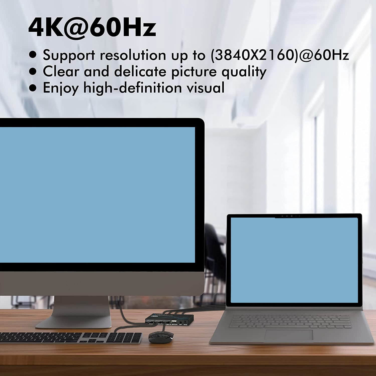 KVM Switch, 4K@60Hz DP USB Switcher for 2 Computer Share Keyboard Printer and Ultra HD Monitor