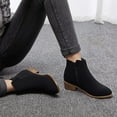 thumbnail image 3 of Women's Ankle Boots Thick Low Heel Black Nubuck Zipper Round Toe Fashion Bootie for Women, 3 of 6