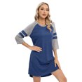 thumbnail image 5 of Xmarks Nightgowns for Women Sleepshirt Raglan 3/4 Sleeve Pajama Shirt Soft Sleep Dress Striped Loungewear Nightshirt Blue S-2XL, 5 of 9