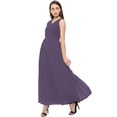 thumbnail image 2 of eloria Women's Georgette Summer Casual Pleated Design V Neck Sleevless A Line Long Dress, Color : Purple | Size : XL, 2 of 5