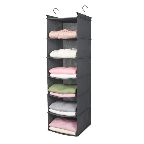 Organizador de armario colgante MAX Houser, estante de 6 niveles (gris)