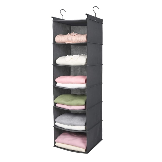 Organizador de armario colgante MAX Houser, estante de 6 niveles (gris)