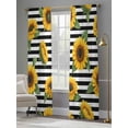 thumbnail image 4 of Yellow Sunflowers Sheer Curtains 108 Inch Length 2 Panels Set Window Treatments, Spring Floral Black Stripes Farmhouse Rod Pocket Semi Curtains for Living Room/Bedroom/Kitchen Décor, 104"W x 108"L, 4 of 7