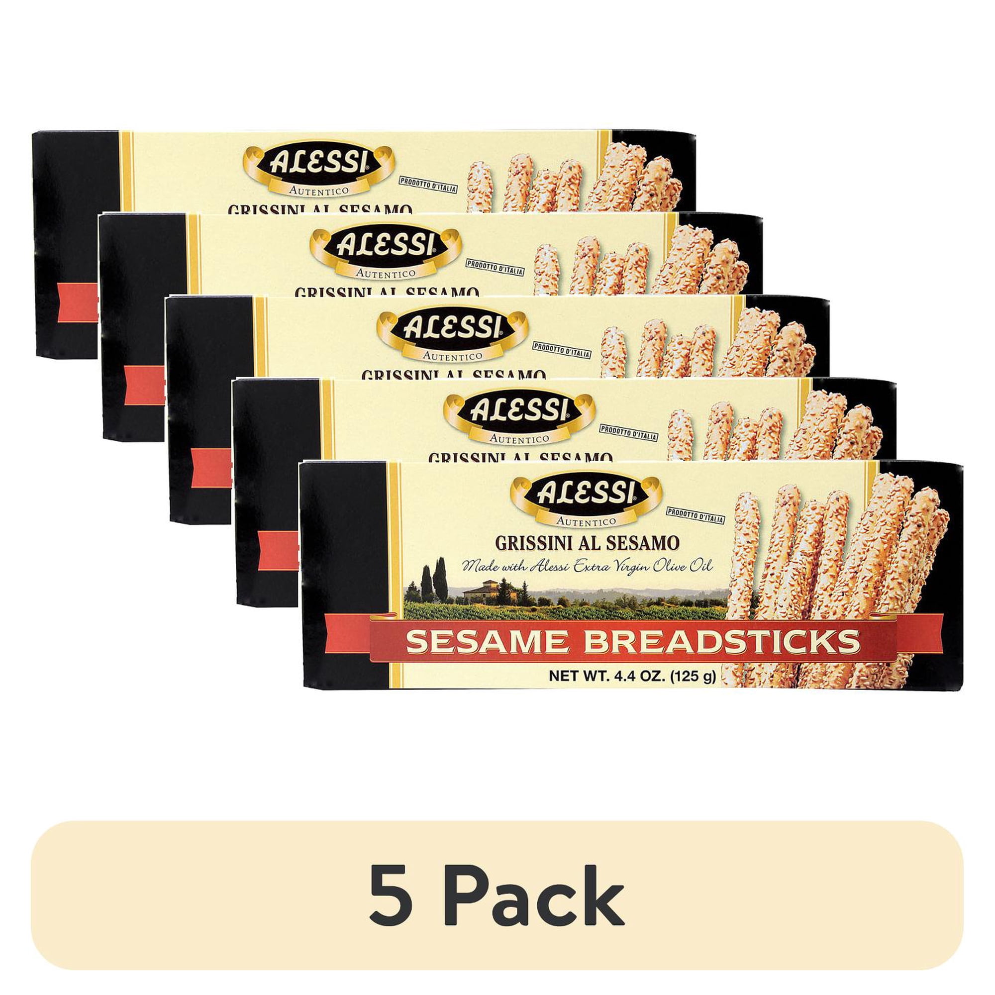 (5 pack) Alessi Sesame Breadsticks -- 4.4 Oz